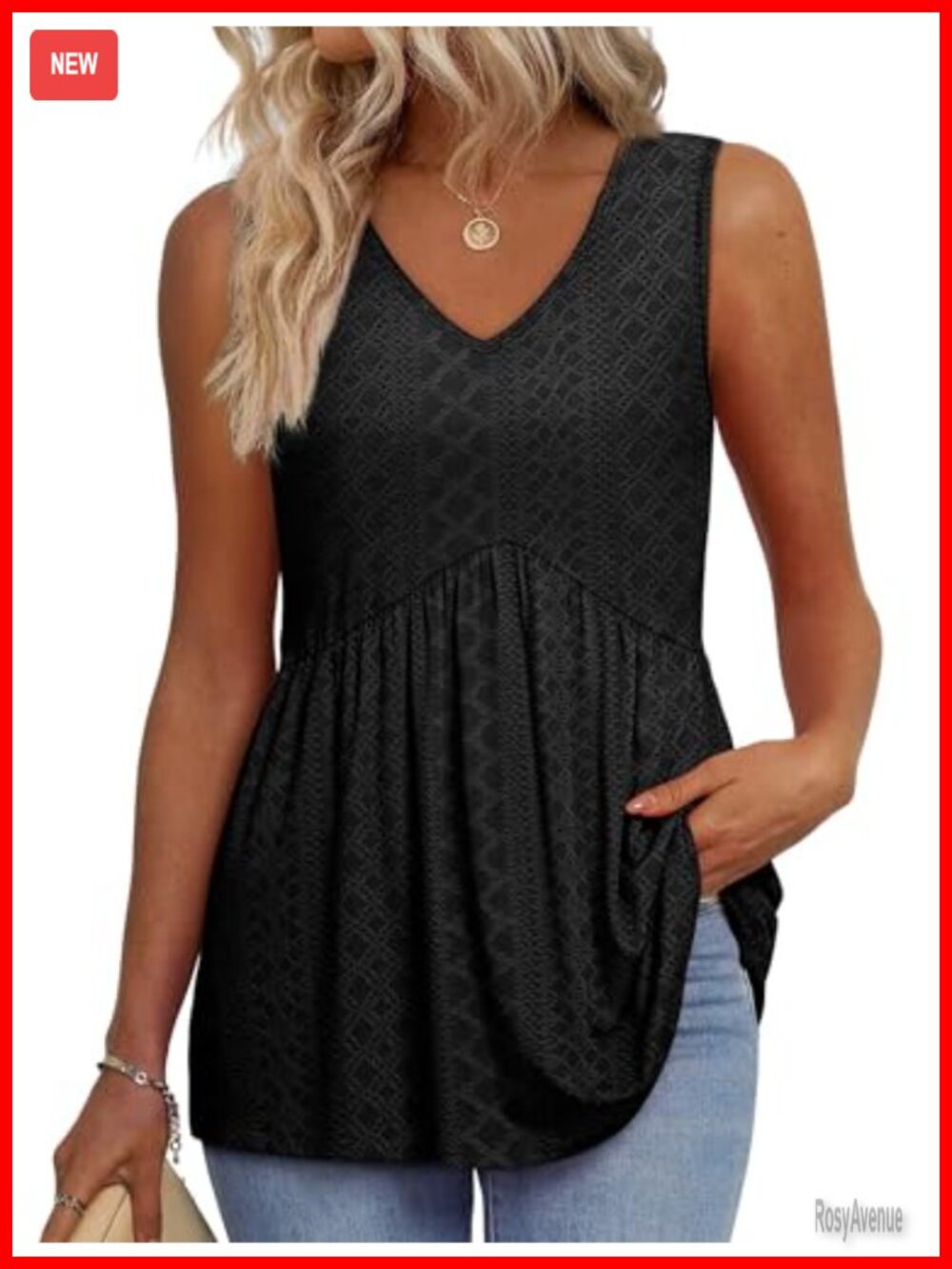 Flowy Peplum Tank Top Sleeveless V Neck Babydoll Loose Fit